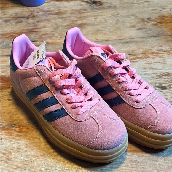 Adidas Pink and Navy Gazelle Sneakers - Picture 4 of 11